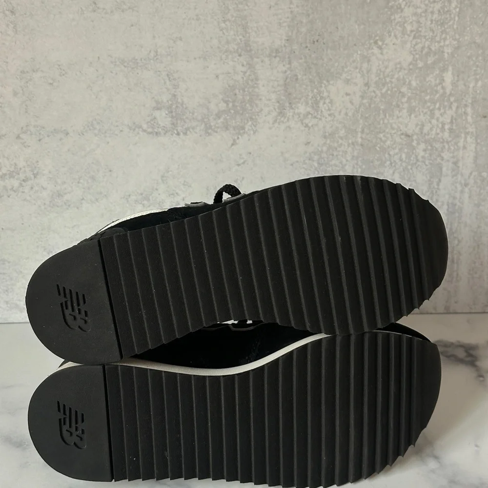 New Balance 574 Black and White Platform Sneakers - Picture 9 of 10
